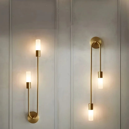 Elara Haus Wall Sconce - Gold Double Frosted Glass Cylinder Wall Lamp 1