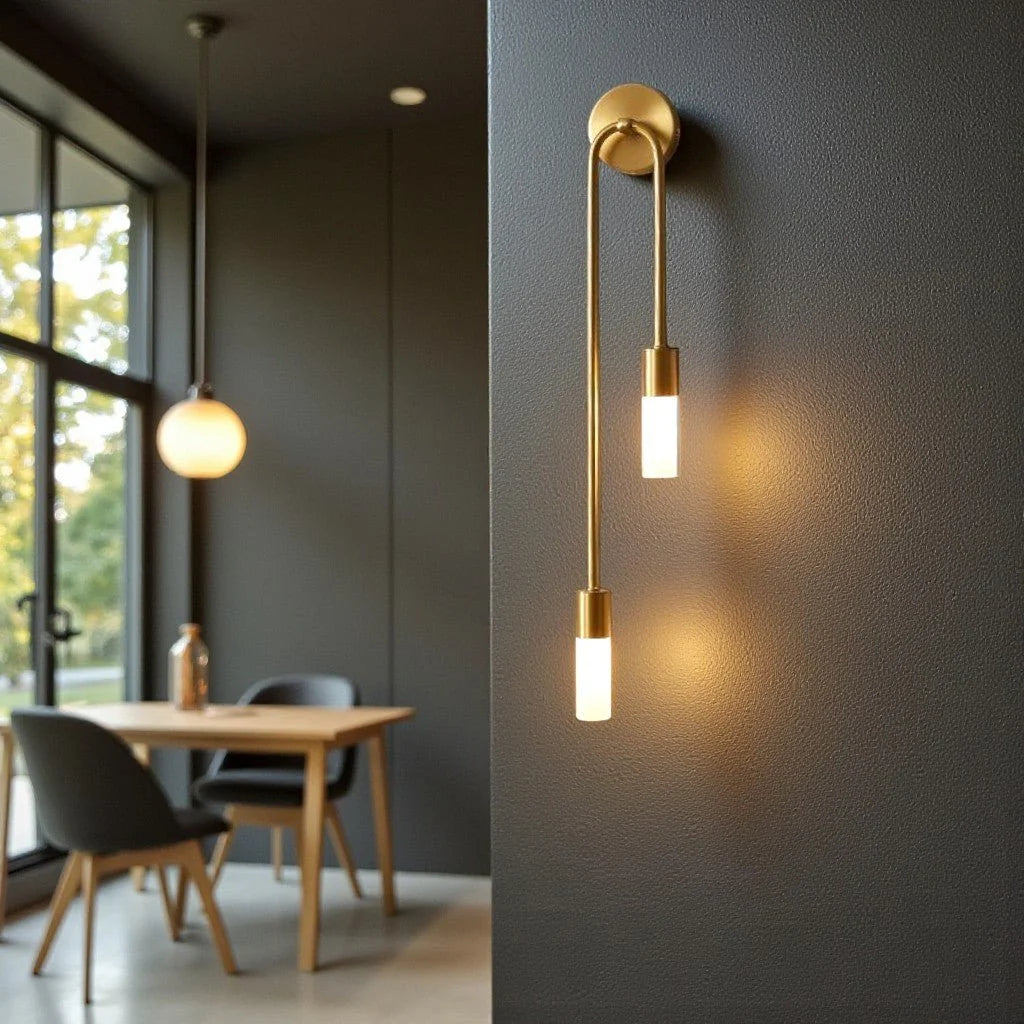 Elara Haus Wall Sconce - Gold Double Frosted Glass Cylinder Wall Lamp 6