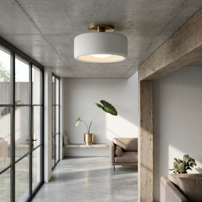 Drum Shade Semi-Flush Ceiling Light