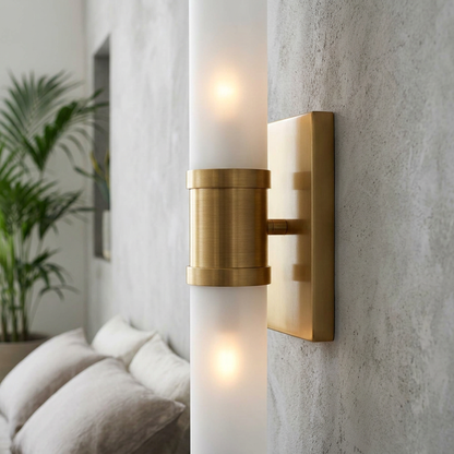 Dual Tube Wall Sconce with Frosted Glass