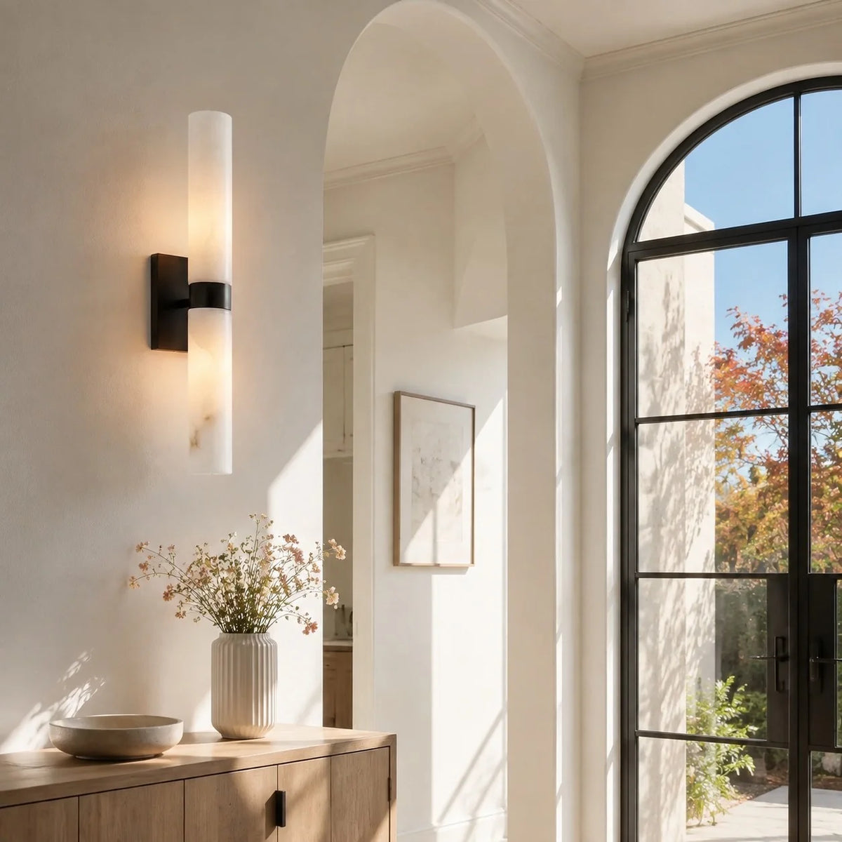 Dani Modern Alabaster Double Tube Wall Sconce 7