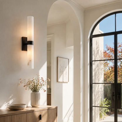 Dani Modern Alabaster Double Tube Wall Sconce 7