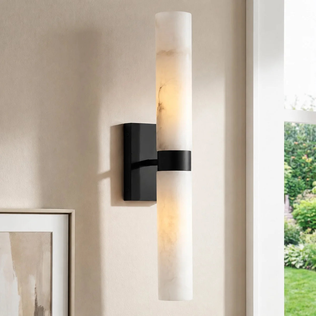 Dani Modern Alabaster Double Tube Wall Sconce 9