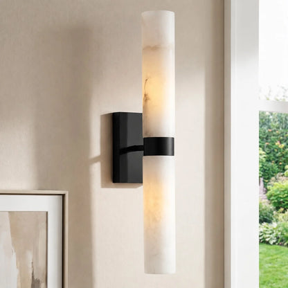 Dani Modern Alabaster Double Tube Wall Sconce 9
