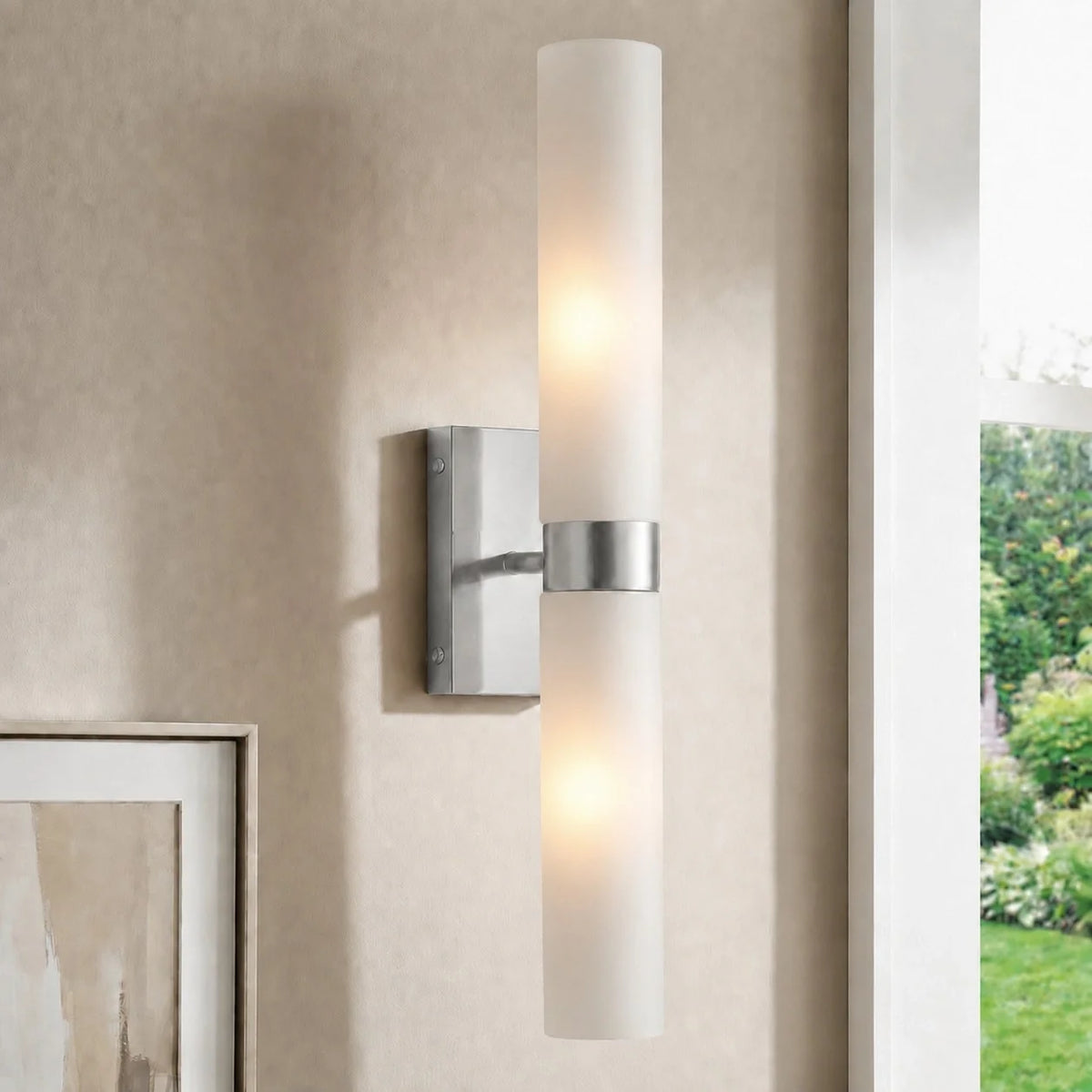 Dani Modern Alabaster Double Tube Wall Sconce 10