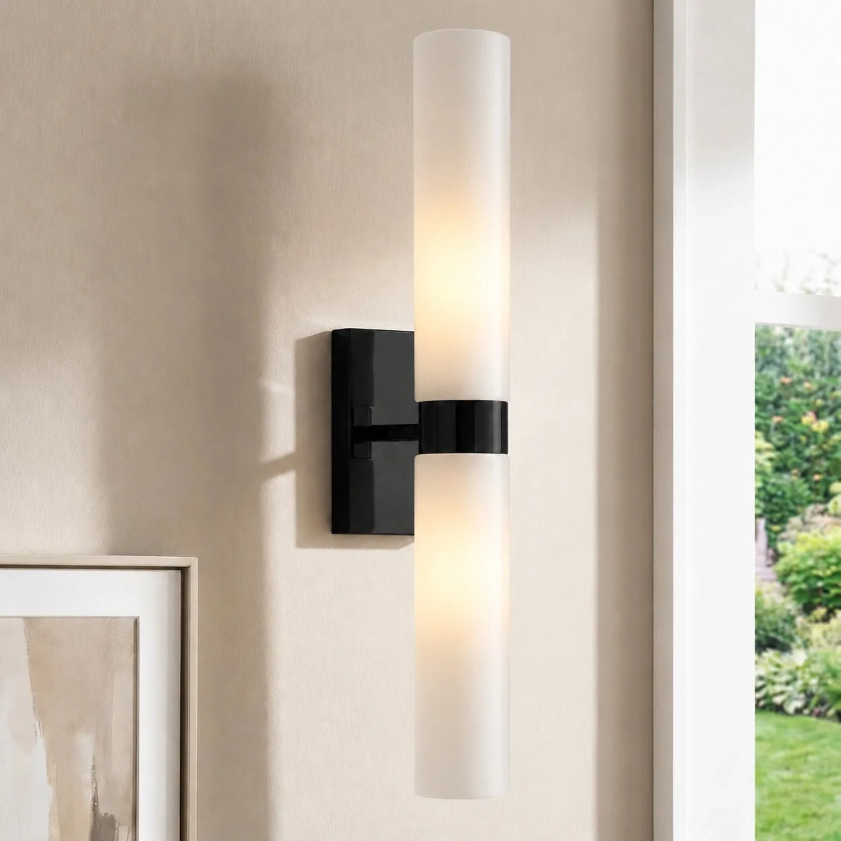 Dani Modern Alabaster Double Tube Wall Sconce 11