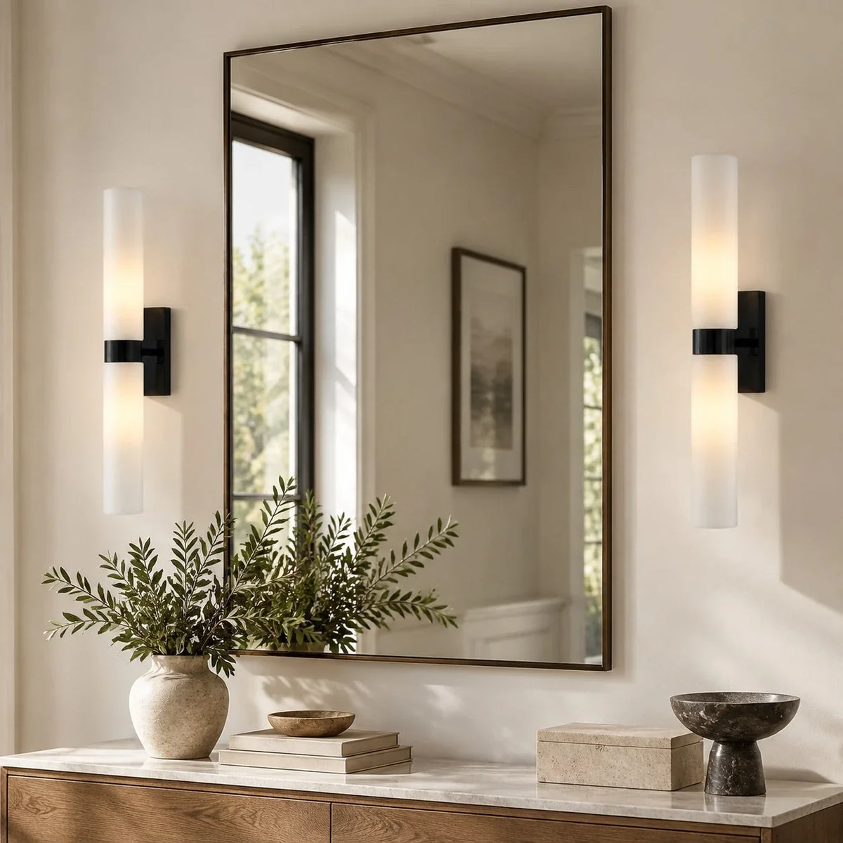 Dani Modern Alabaster Double Tube Wall Sconce 13