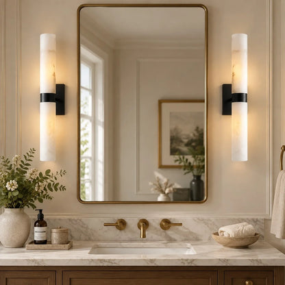 Dani Modern Alabaster Double Tube Wall Sconce 15