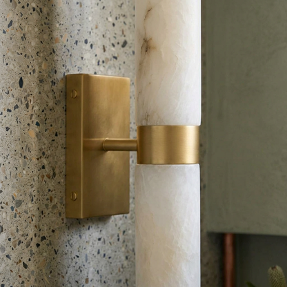Dual Cylinder Alabaster Wall Sconce