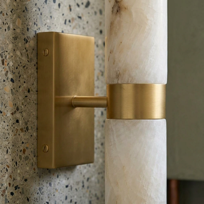 Dual Cylinder Alabaster Wall Sconce