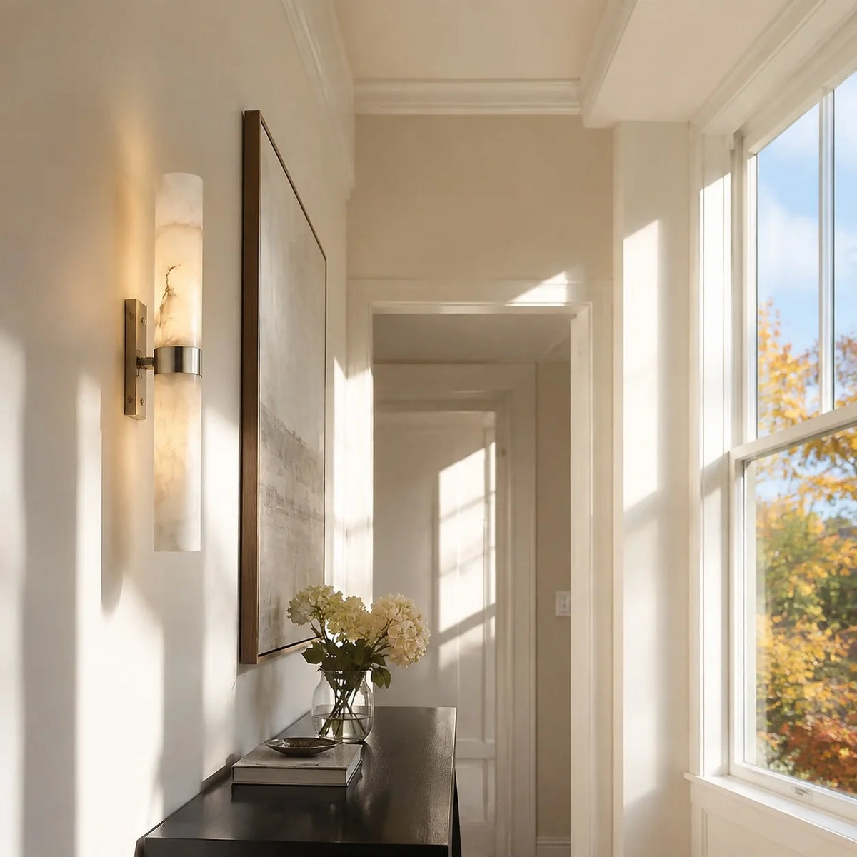 Dani Modern Alabaster Double Tube Wall Sconce 2