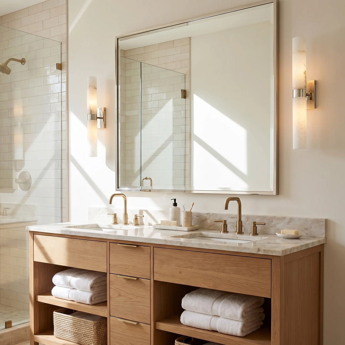 Dani Modern Alabaster Double Tube Wall Sconce 4