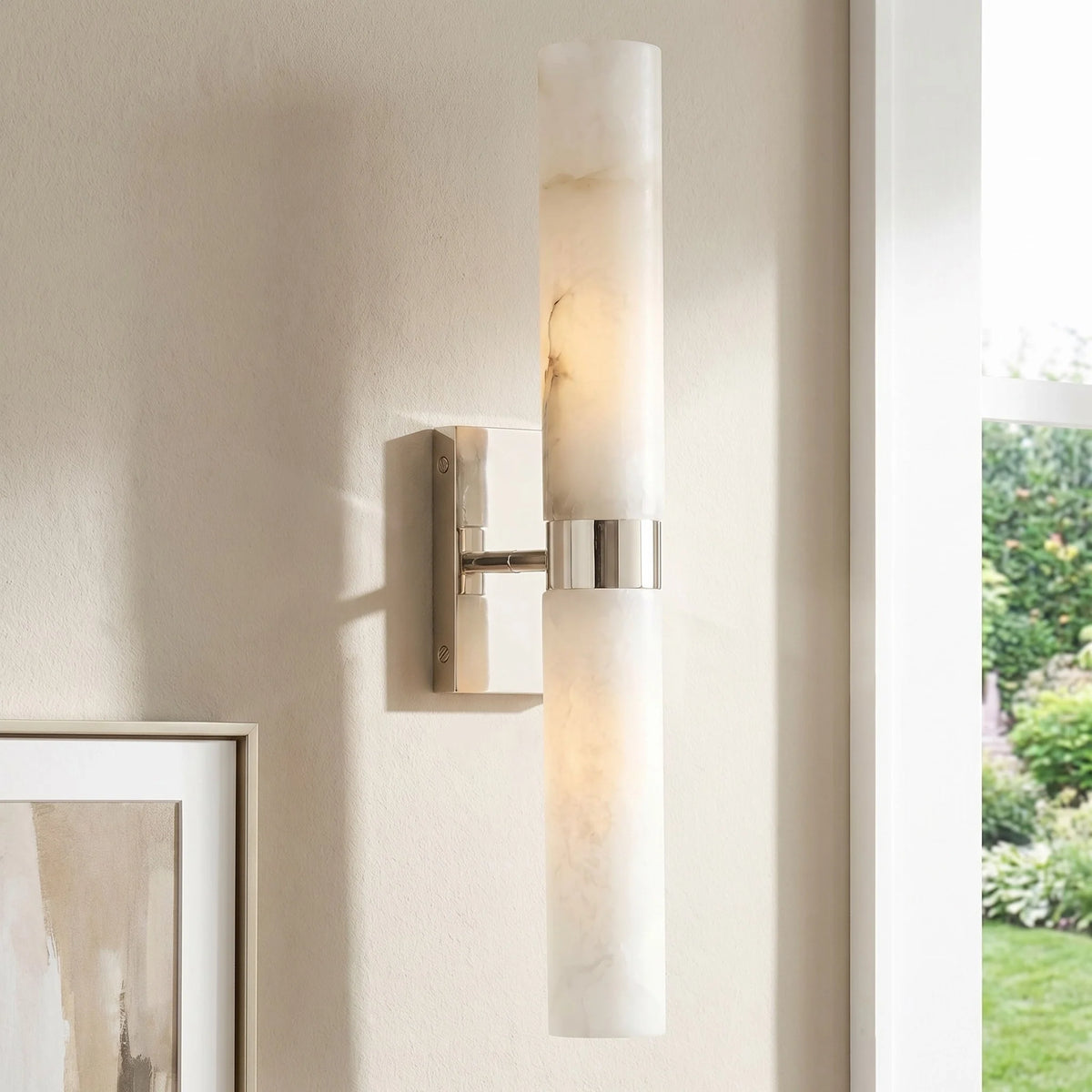 Dani Modern Alabaster Double Tube Wall Sconce 5