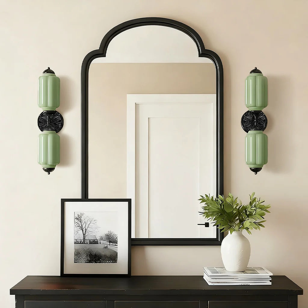 Vintage Art Deco Milk Glass Eloise Vanity Light Fixture 8