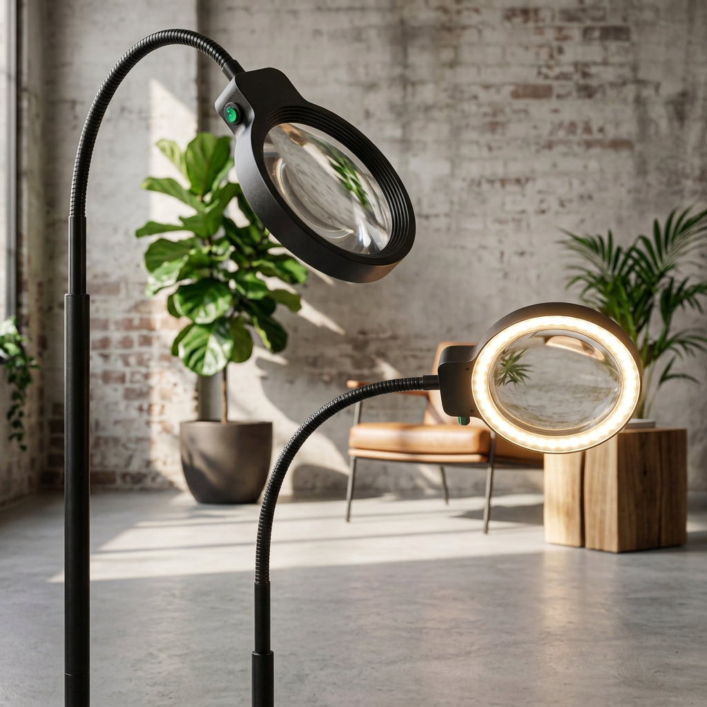 Elara Haus 2-in-1 LED Magnifying Floor Lamp & Desk Light with Flexible Gooseneck