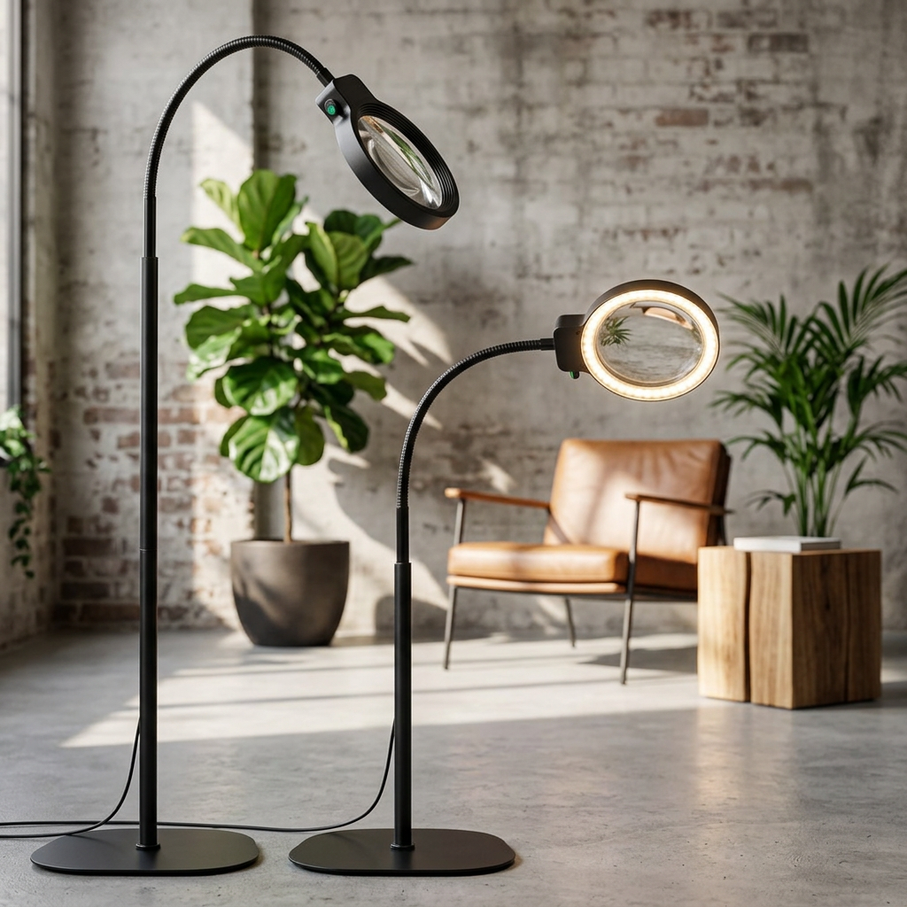 Elara Haus 2-in-1 LED Magnifying Floor Lamp & Desk Light with Flexible Gooseneck