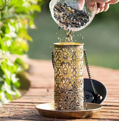 Solar LED garden lamp bird feeder - decorative 2-in-1 hanging lantern 3