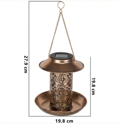 Solar LED garden lamp bird feeder - decorative 2-in-1 hanging lantern 6