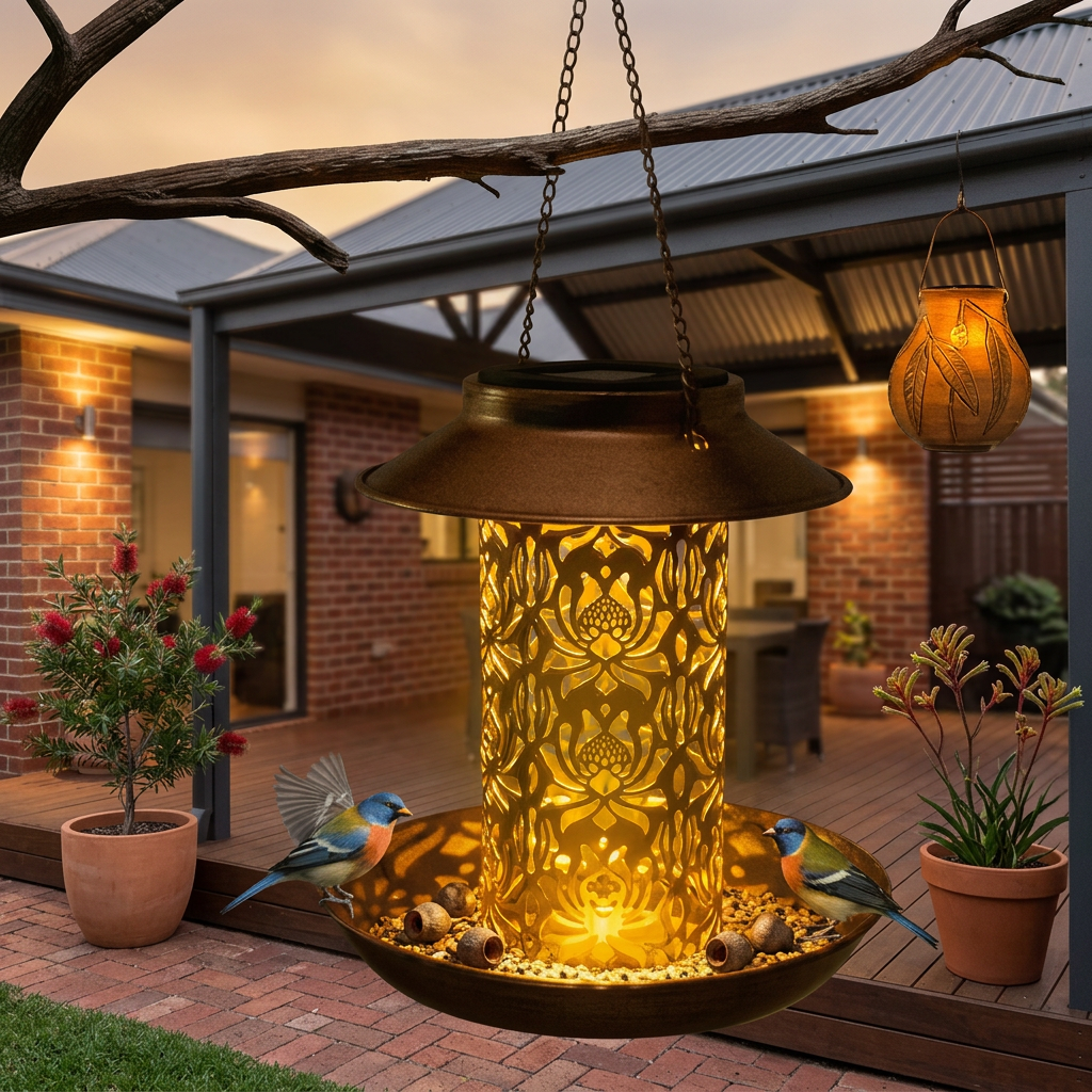 Elara Haus 2-in-1 Solar Decorative Bird Feeder & Hanging Lantern
