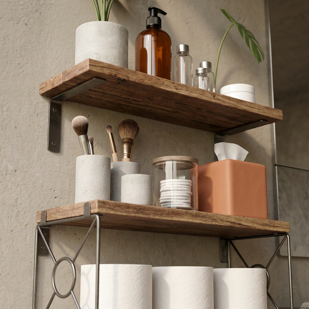 Elara Haus 3-Tier Black Wall Shelves with Wire Storage Basket