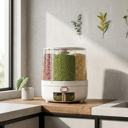 Elara Haus 360° Rotating Grain Dispenser and Storage Container