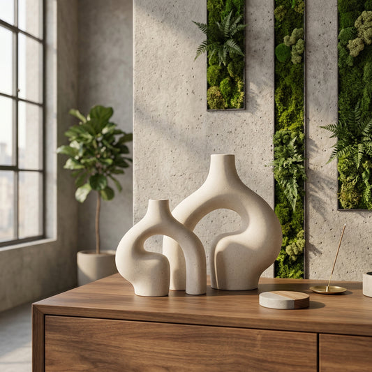 Elara Haus Abstract Arch Vase – Sculptural Hollow Ceramic