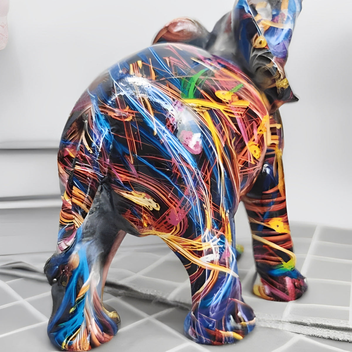 OCS - Abstract Elephant Figurine - Handmade Art Object with Good Luck Symbol 6