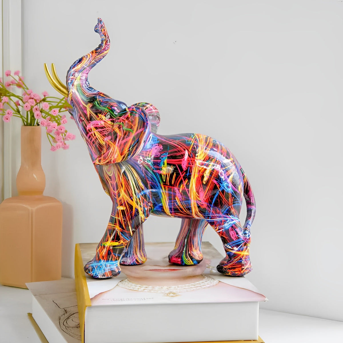 OCS - Abstract Elephant Figurine - Handmade Art Object with Good Luck Symbol 8