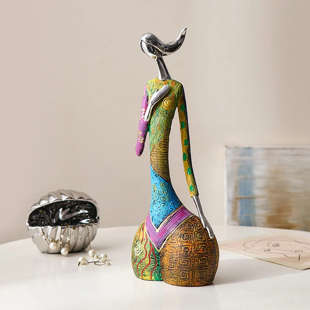 OCS - Abstract Female Figurine in Colorful Design - Handmade Art Sculpture 2