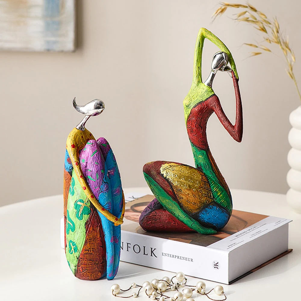 OCS - Abstract Female Figurine in Colorful Design - Handmade Art Sculpture 3