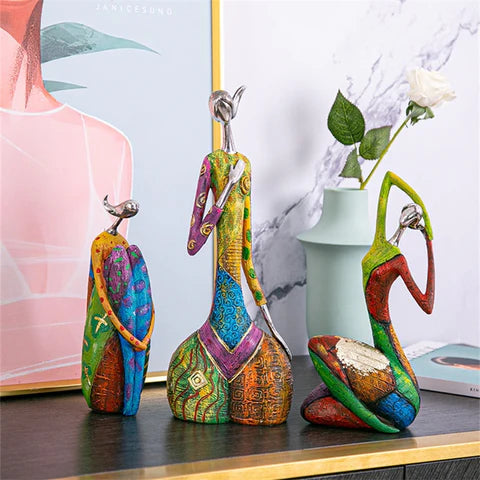 OCS - Abstract Female Figurine in Colorful Design - Handmade Art Sculpture 4