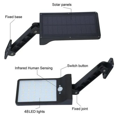 Solar LED Wall Lamp with Motion Sensor – Adjustable Outdoor Lighting 6500K 7