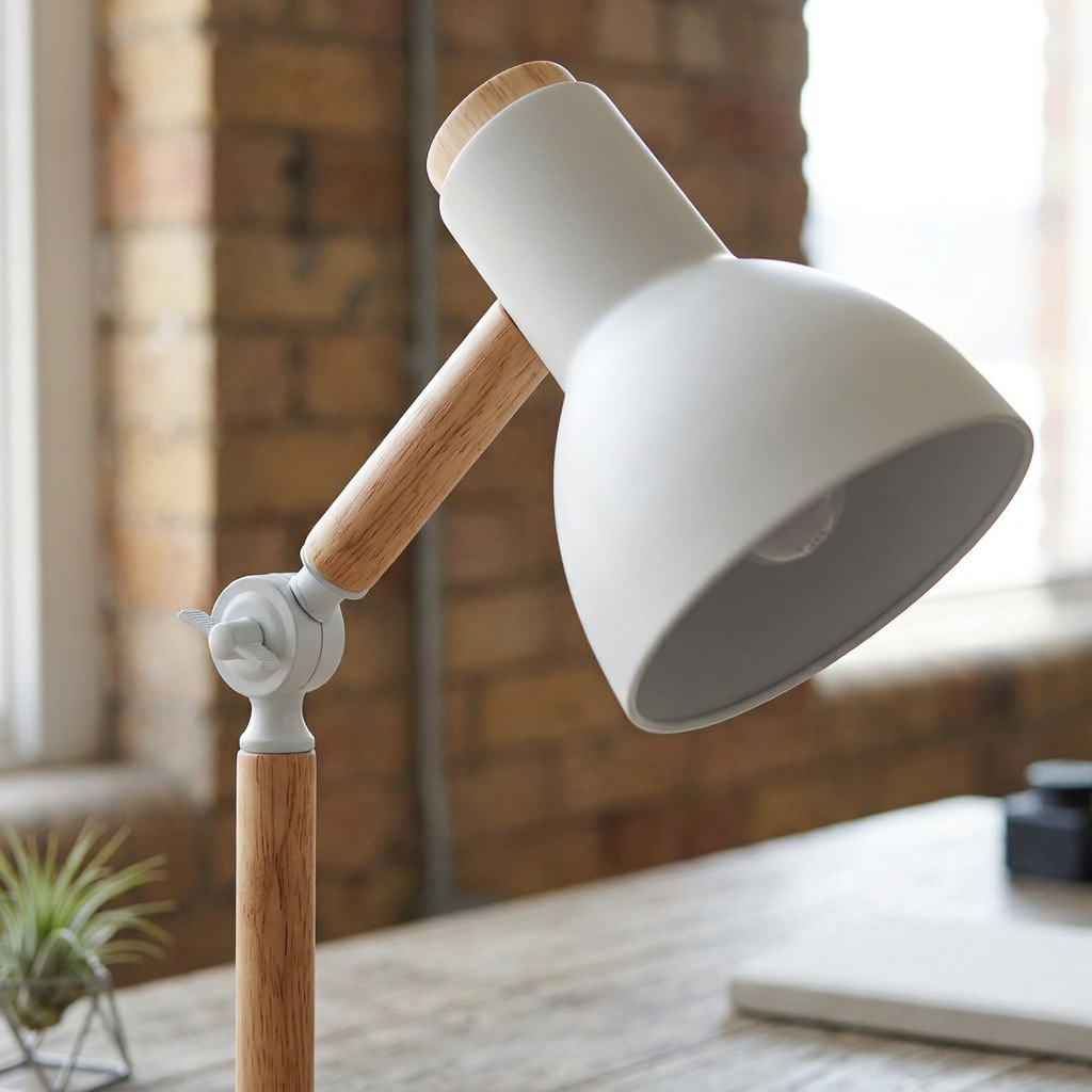 Elara Haus Adjustable Wood and Metal Desk Lamp