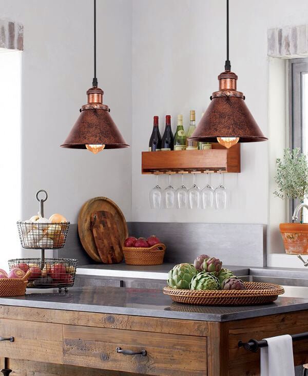 Farmhouse Single Rustic Copper Pendant Light 1