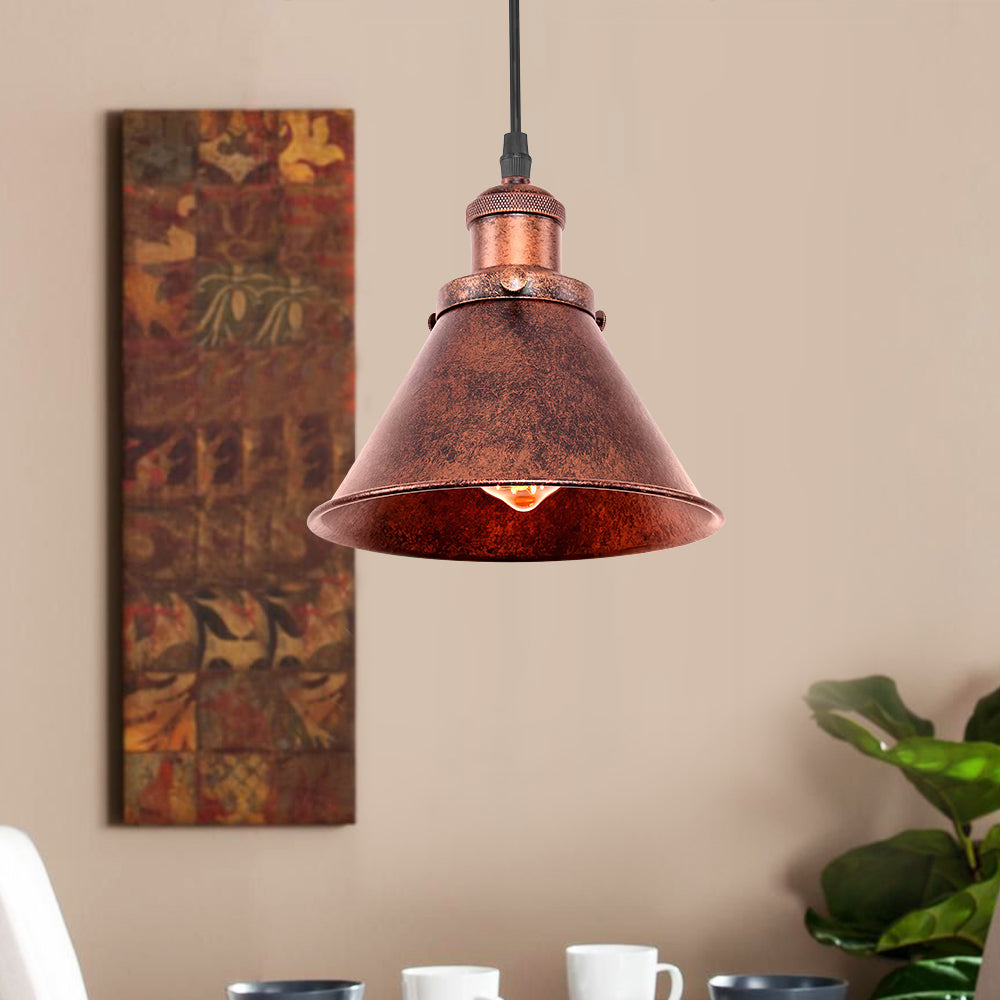Farmhouse Single Rustic Copper Pendant Light 7