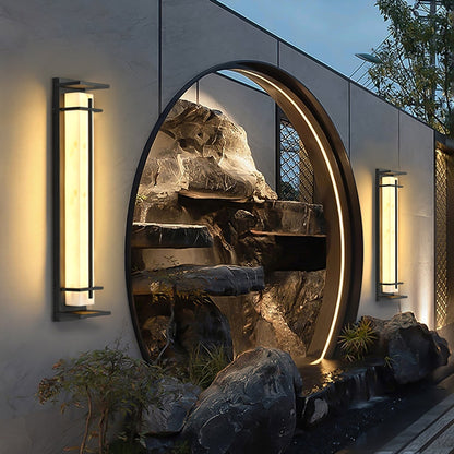 Ray Square Outdoor Wall Light  Imitation Alabaster Waterproof 9