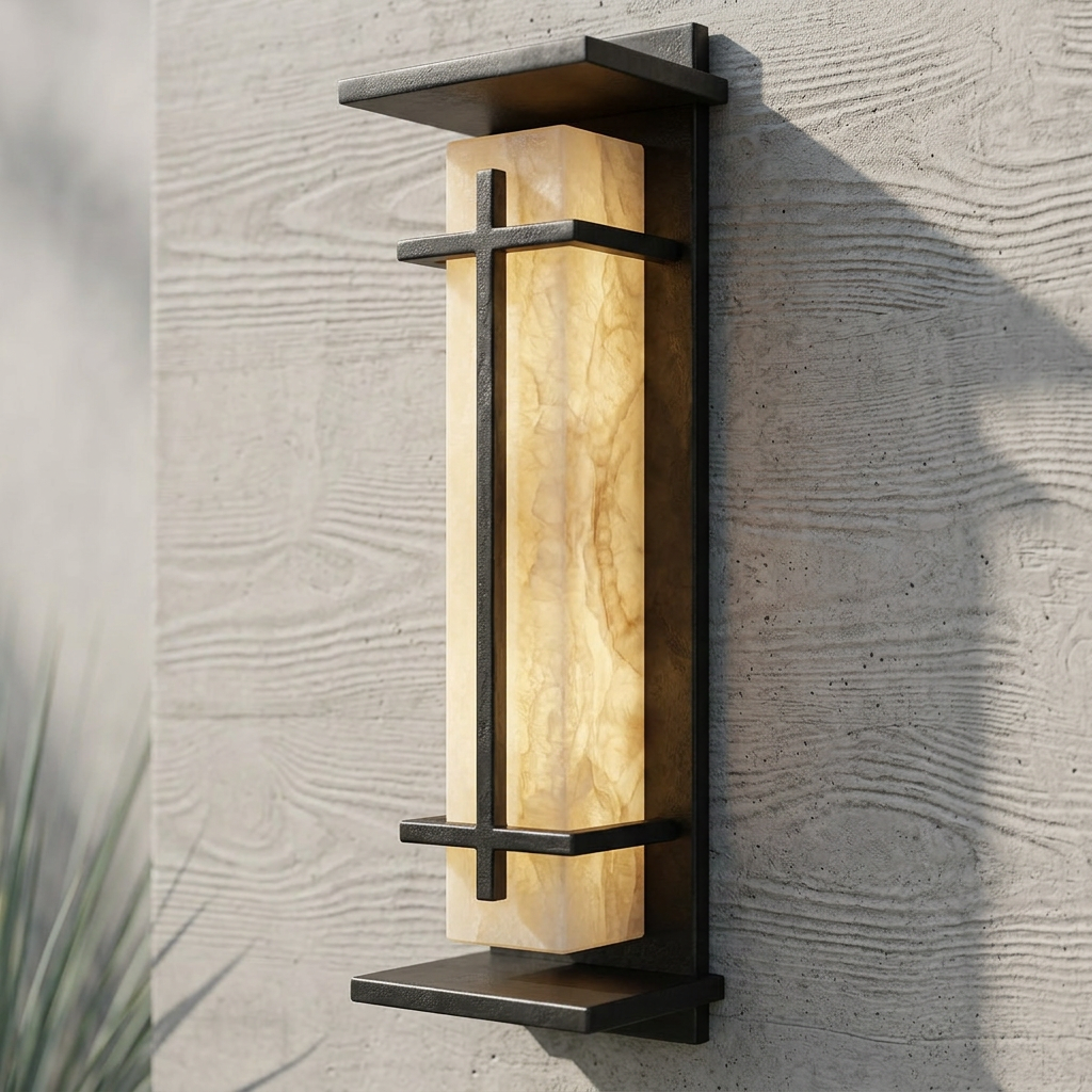 Elara Haus Alabaster Outdoor Wall Light