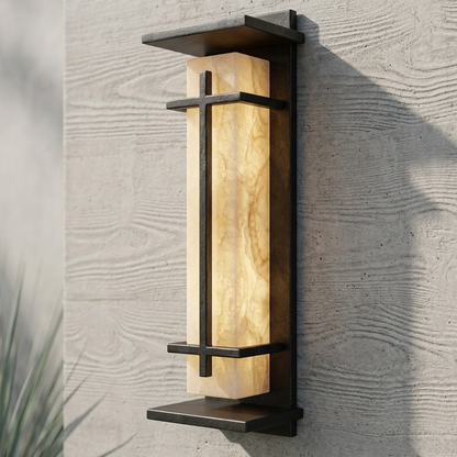 Elara Haus Alabaster Outdoor Wall Light