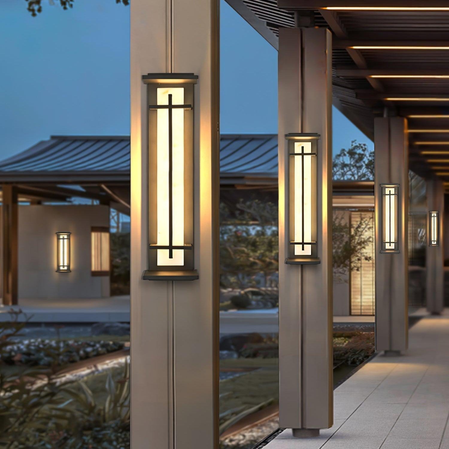 Ray Square Outdoor Wall Light  Imitation Alabaster Waterproof 3