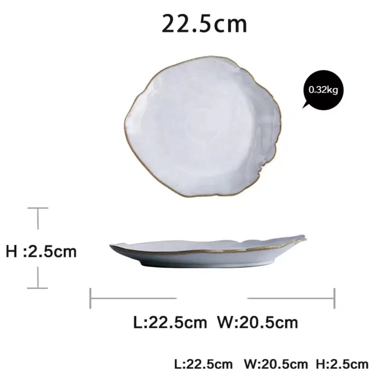 Irregular White Ceramic Plates + Dishes 9