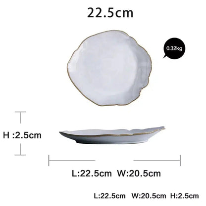 Irregular White Ceramic Plates + Dishes 9