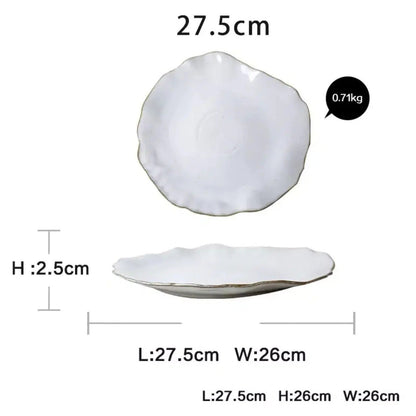 Irregular White Ceramic Plates + Dishes 10