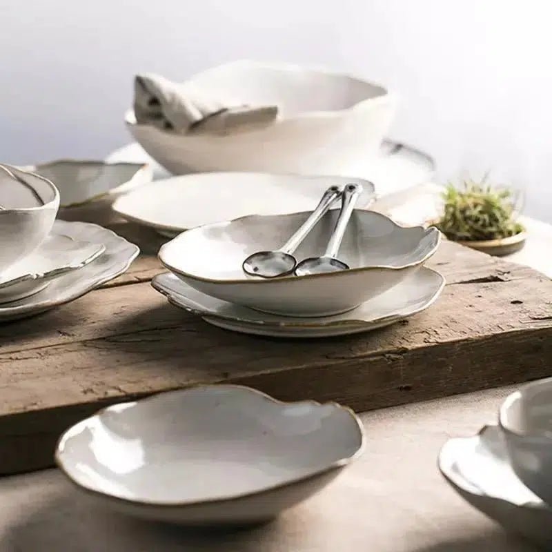 Irregular White Ceramic Plates + Dishes 1