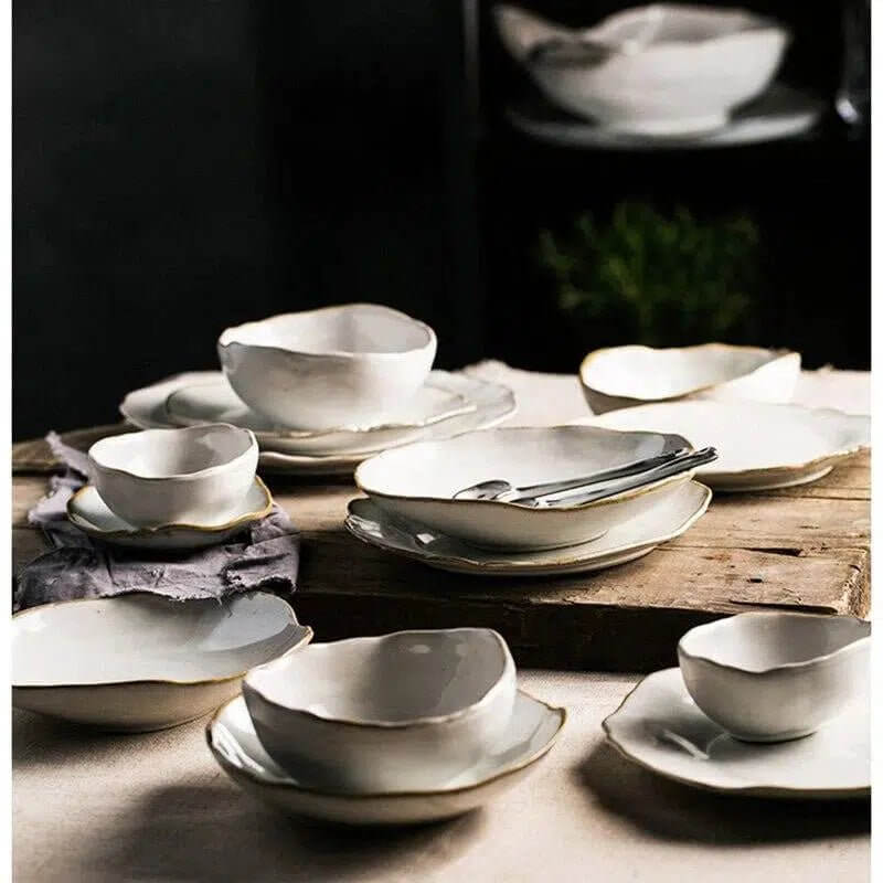 Irregular White Ceramic Plates + Dishes 3