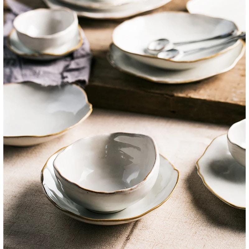 Irregular White Ceramic Plates + Dishes 6