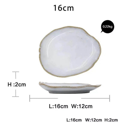 Irregular White Ceramic Plates + Dishes 8