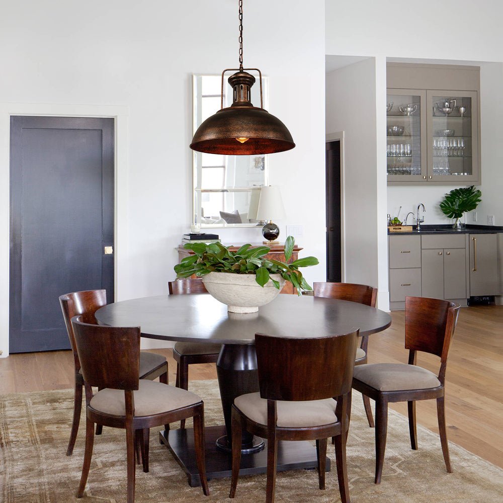 Farmhouse Rustic Rusty Dome Pendant Light 5