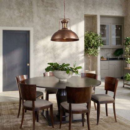 Elara Haus Antique Bronze Rustic Dome Pendant Light