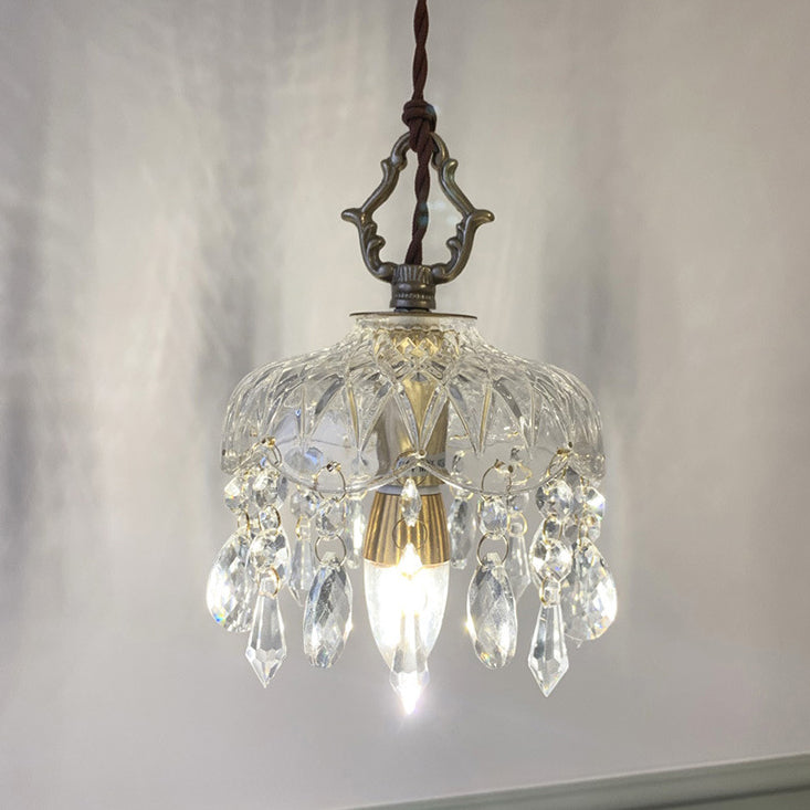 Vintage Decorative Floral Crystal 1-Light Pendant Light 6