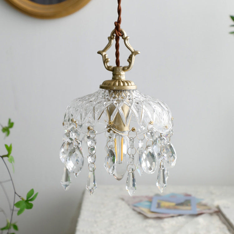 Vintage Decorative Floral Crystal 1-Light Pendant Light 8